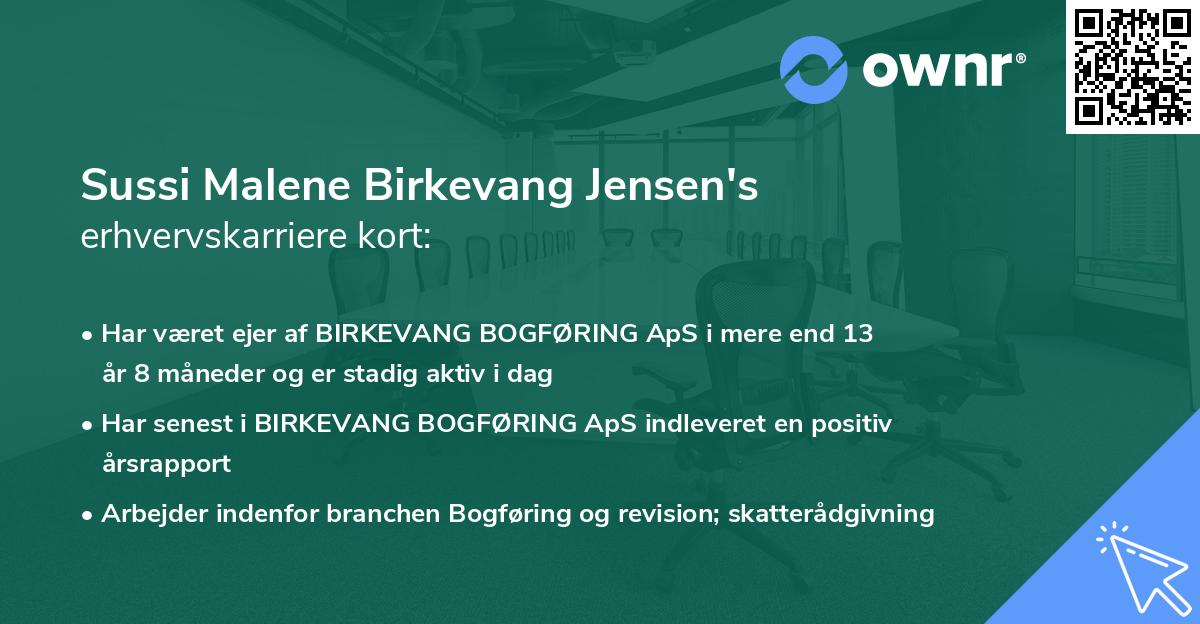 Sussi Malene Birkevang Jensen's erhvervskarriere kort