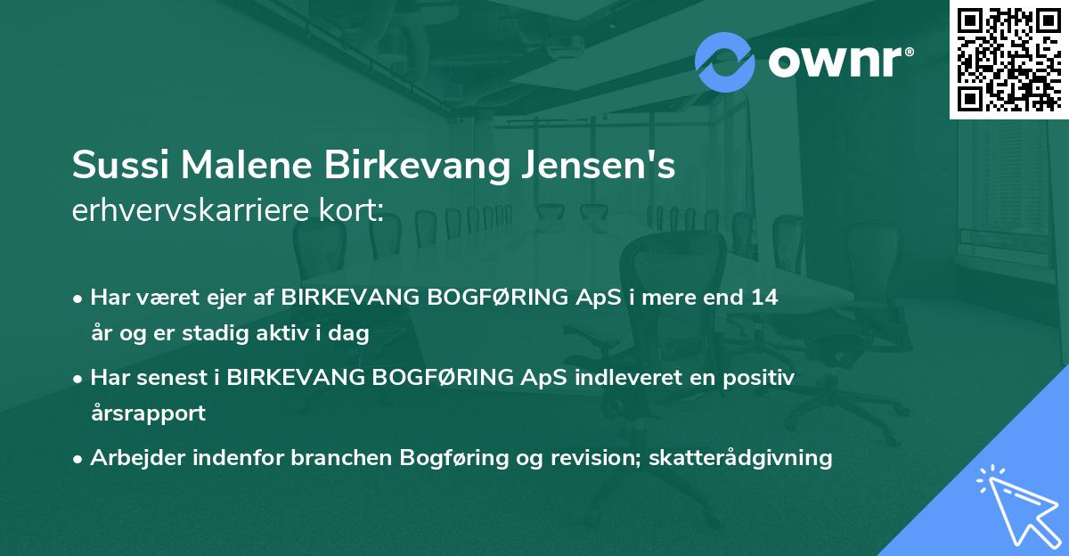 Sussi Malene Birkevang Jensen's erhvervskarriere kort