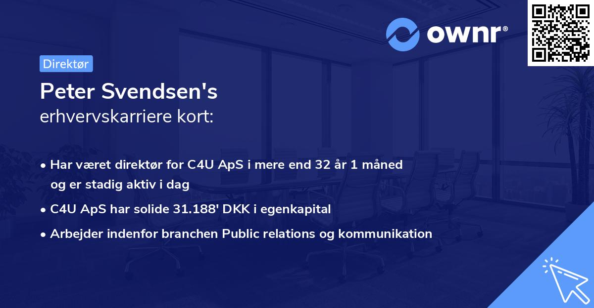 Peter Svendsen's erhvervskarriere kort