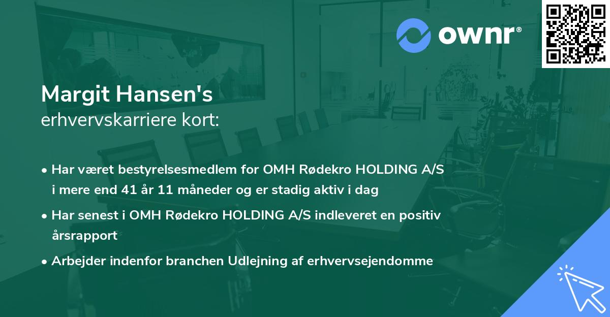 Margit Hansen's erhvervskarriere kort