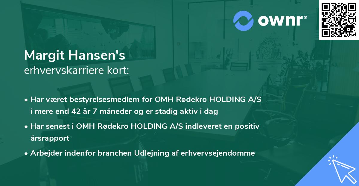 Margit Hansen's erhvervskarriere kort