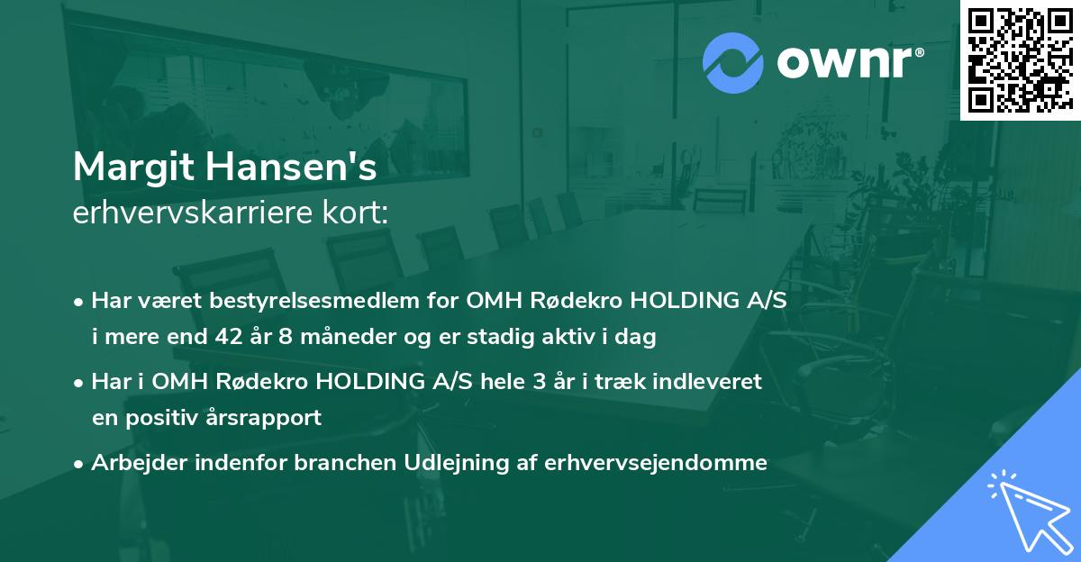 Margit Hansen's erhvervskarriere kort