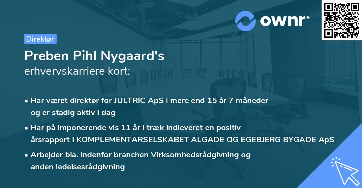 Preben Pihl Nygaard's erhvervskarriere kort