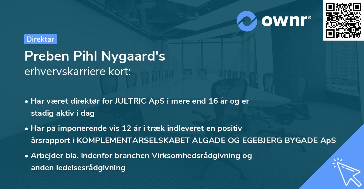 Preben Pihl Nygaard's erhvervskarriere kort