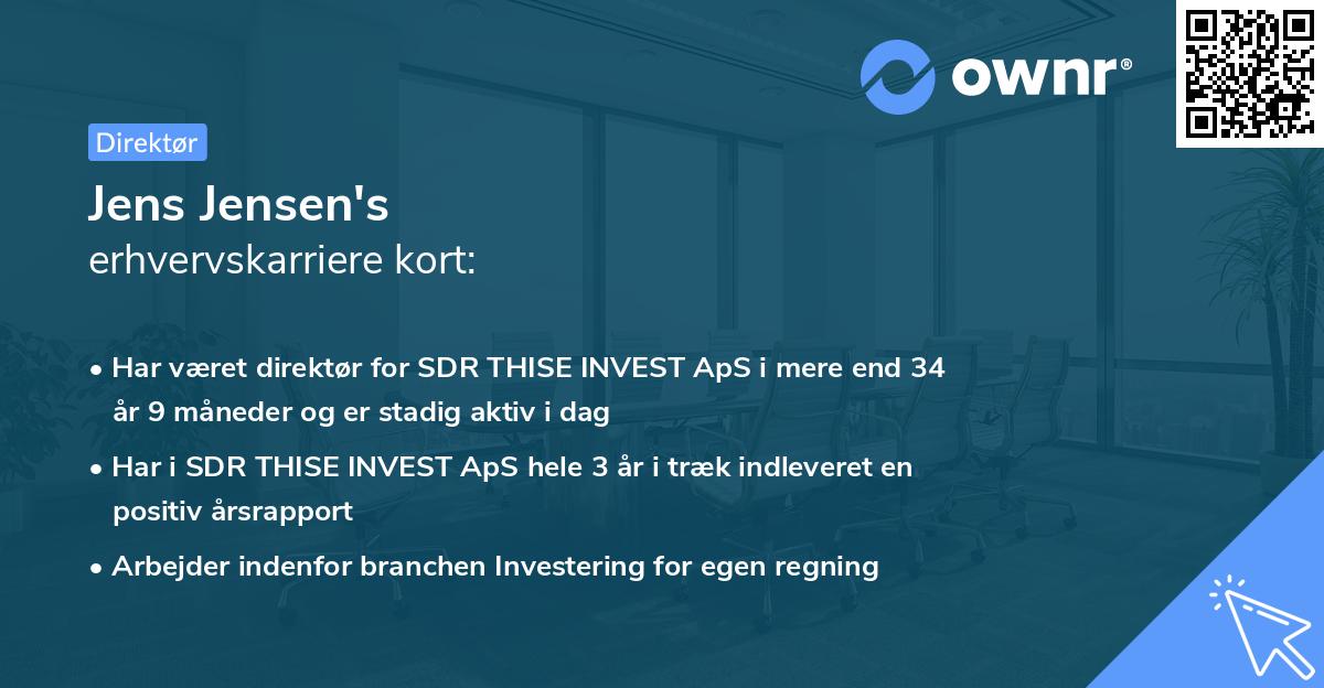 Jens Jensen's erhvervskarriere kort
