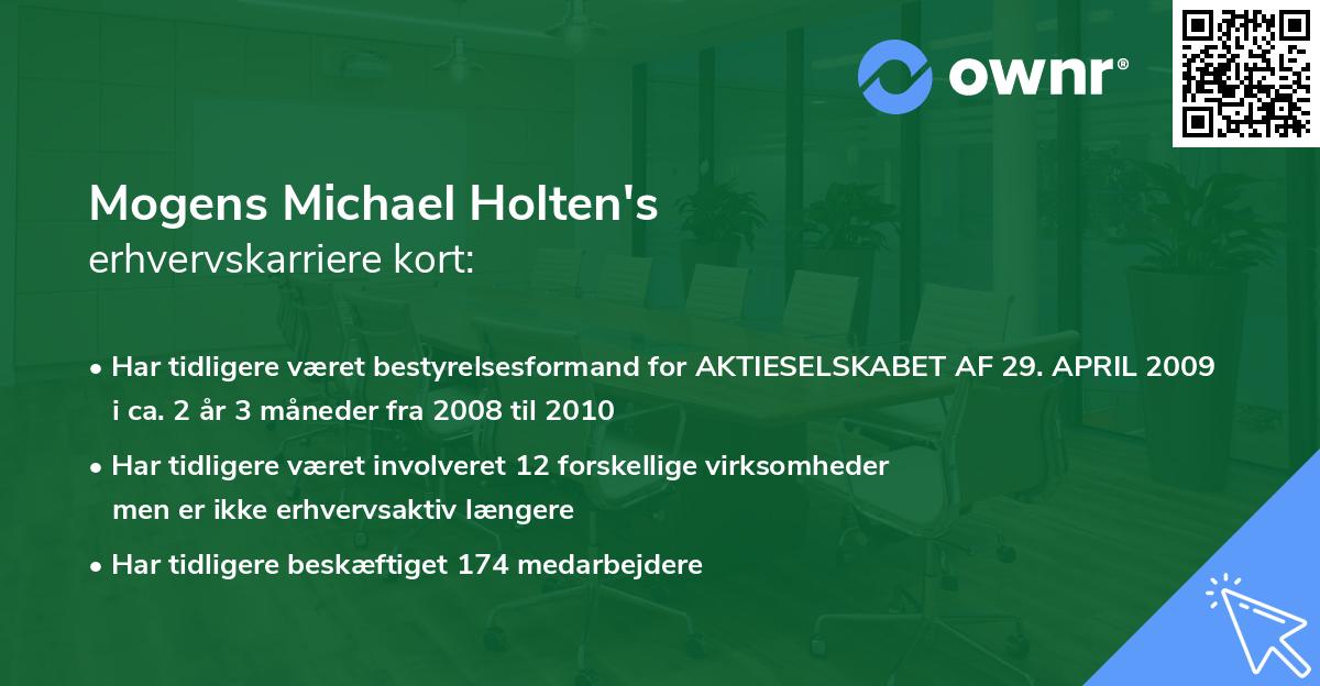 Mogens Michael Holten's erhvervskarriere kort