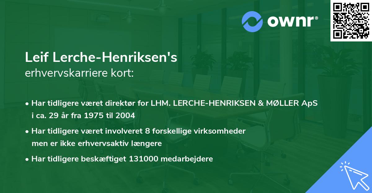 Leif Lerche-Henriksen's erhvervskarriere kort