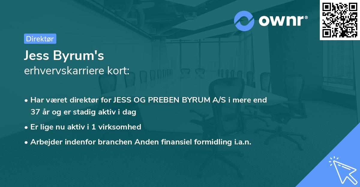 Jess Byrum's erhvervskarriere kort