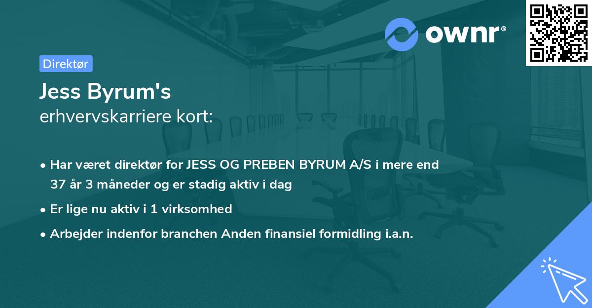 Jess Byrum's erhvervskarriere kort