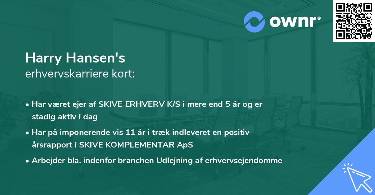 Harry Hansen's erhvervskarriere kort