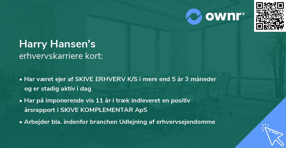 Harry Hansen's erhvervskarriere kort