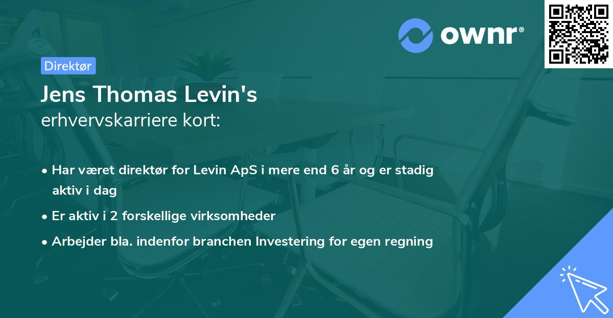 Jens Thomas Levin's erhvervskarriere kort