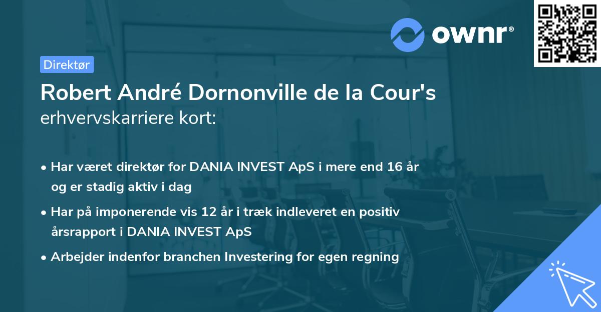 Robert André Dornonville de la Cour's erhvervskarriere kort