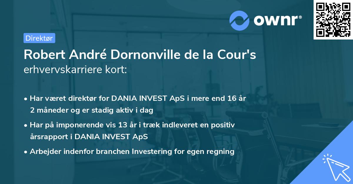 Robert André Dornonville de la Cour's erhvervskarriere kort