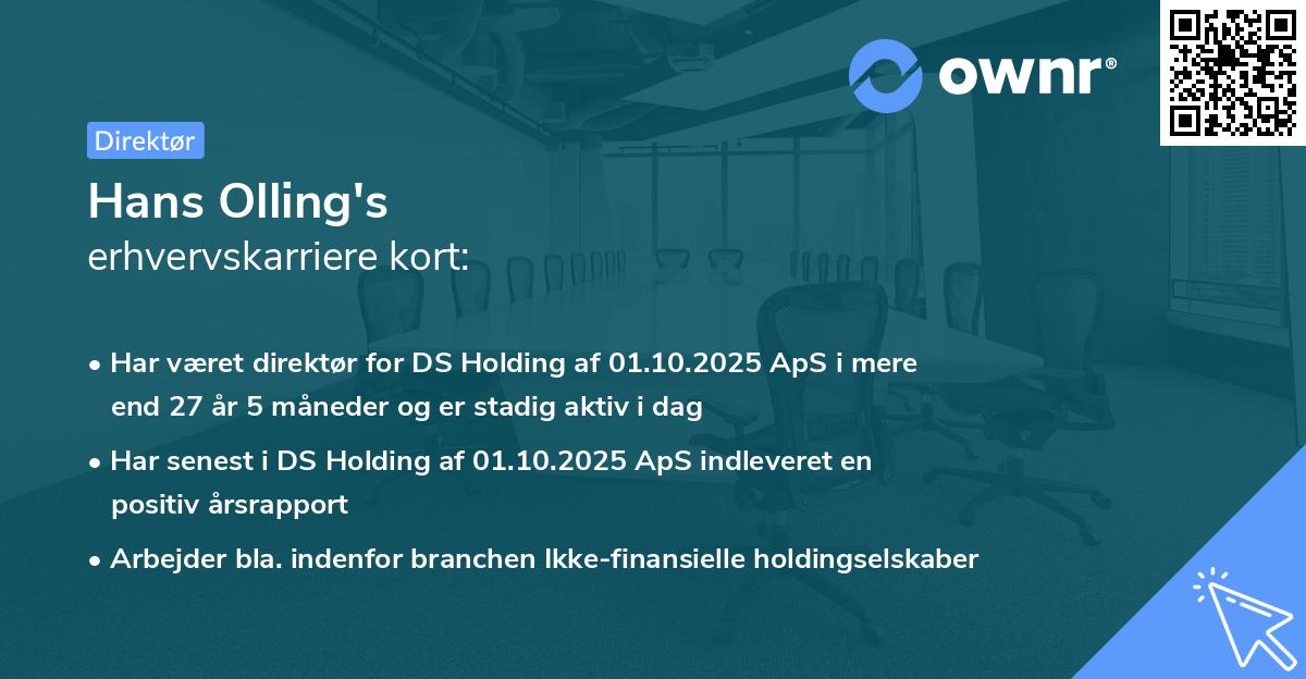 Hans Olling's erhvervskarriere kort