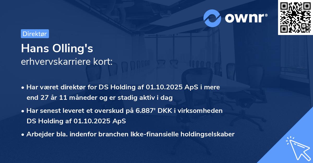 Hans Olling's erhvervskarriere kort
