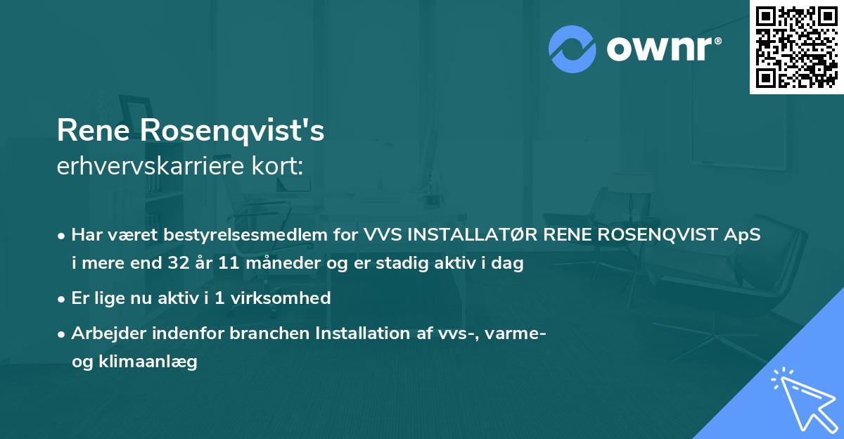 Rene Rosenqvist's erhvervskarriere kort