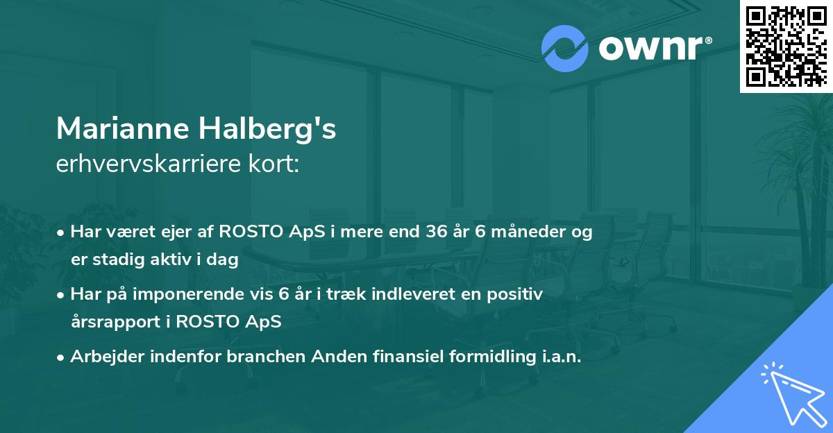 Marianne Halberg's erhvervskarriere kort