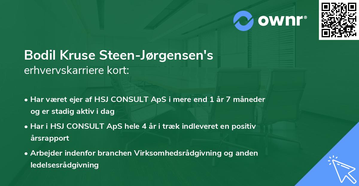 Bodil Kruse Steen-Jørgensen's erhvervskarriere kort