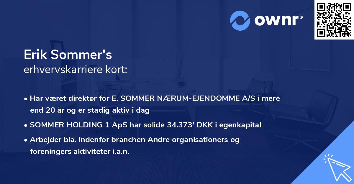Erik Sommer's erhvervskarriere kort