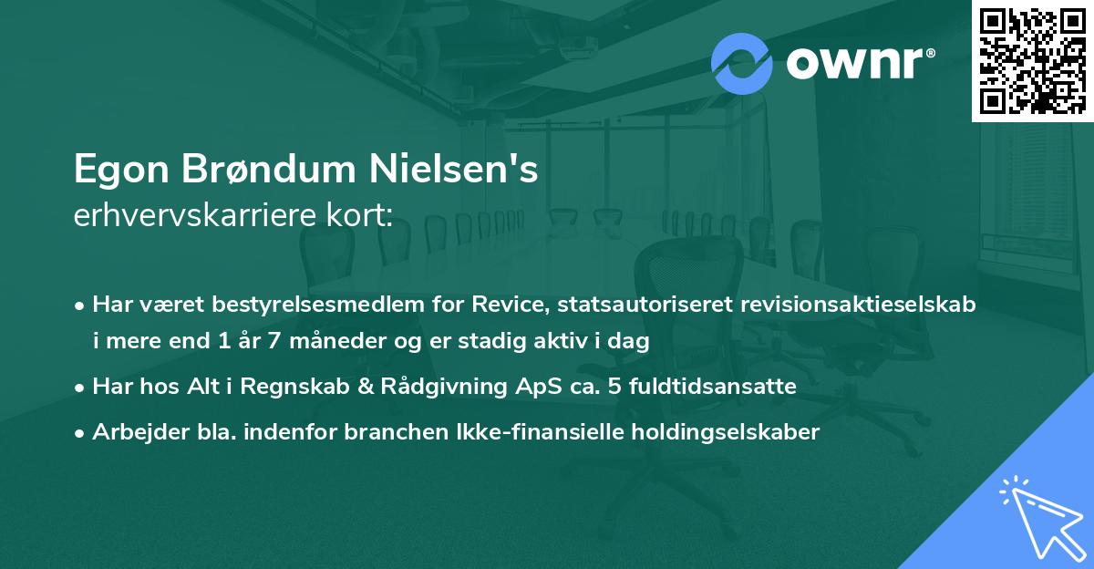 Egon Brøndum Nielsen's erhvervskarriere kort