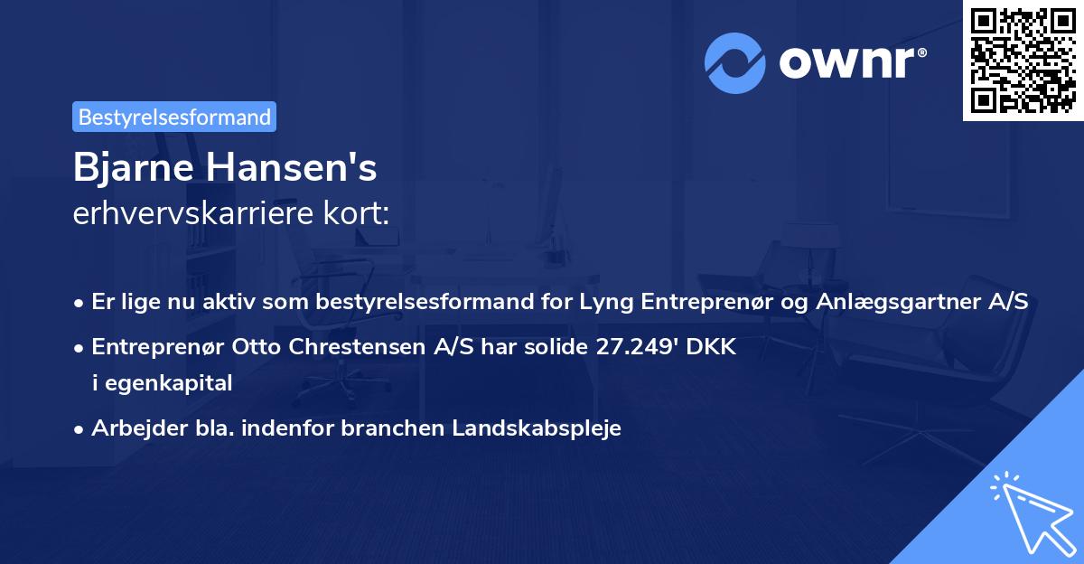 Bjarne Hansen's erhvervskarriere kort