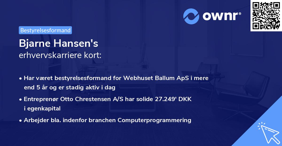 Bjarne Hansen's erhvervskarriere kort