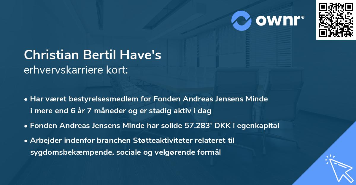 Christian Bertil Have's erhvervskarriere kort