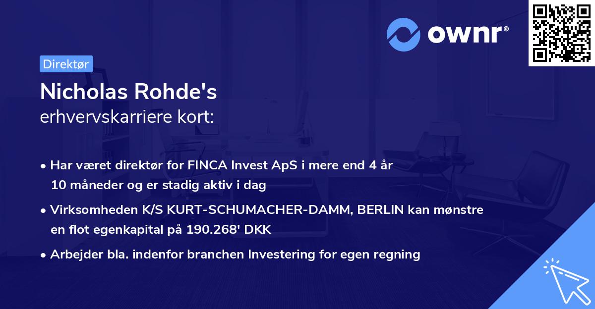 Nicholas Rohde's erhvervskarriere kort