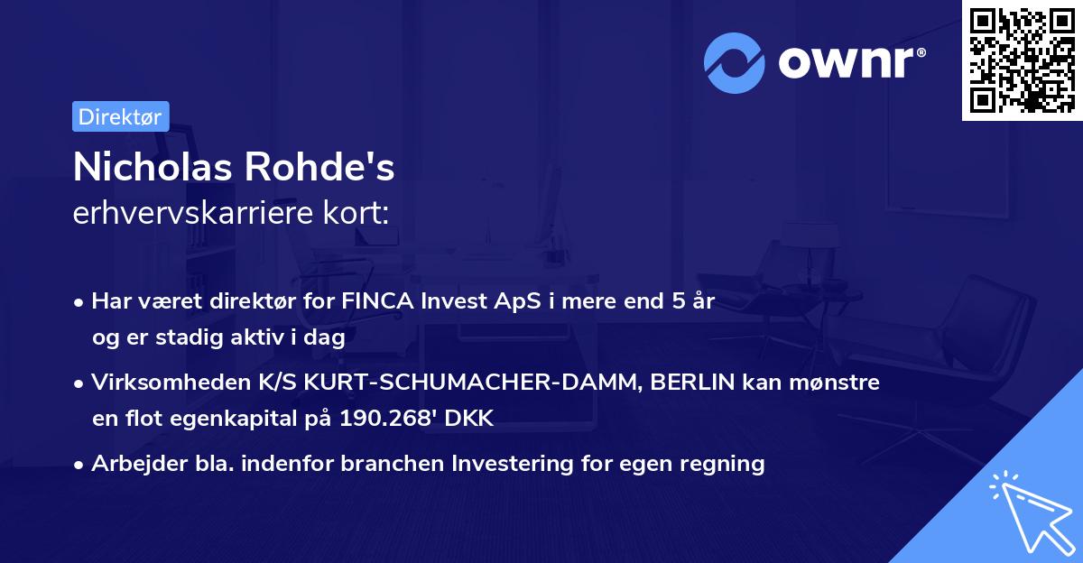 Nicholas Rohde's erhvervskarriere kort