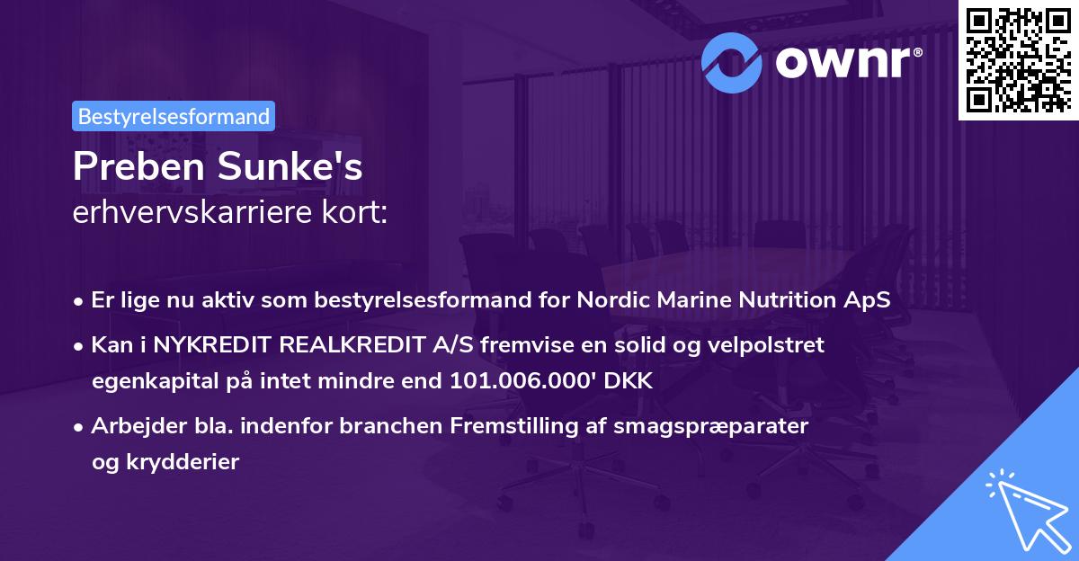 Preben Sunke's erhvervskarriere kort