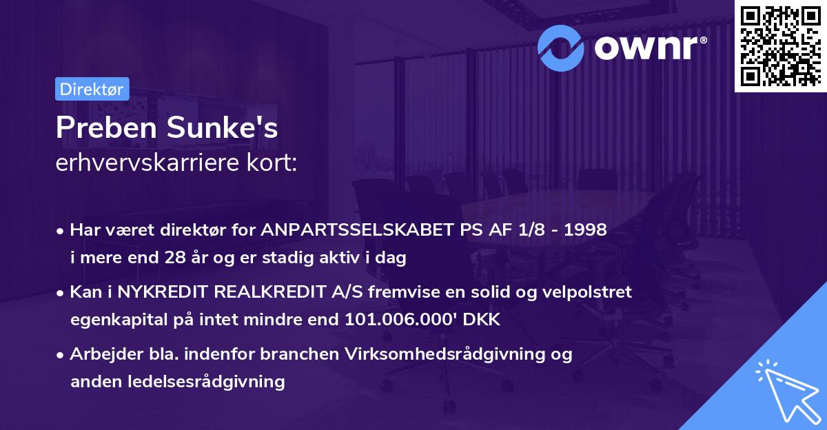 Preben Sunke's erhvervskarriere kort