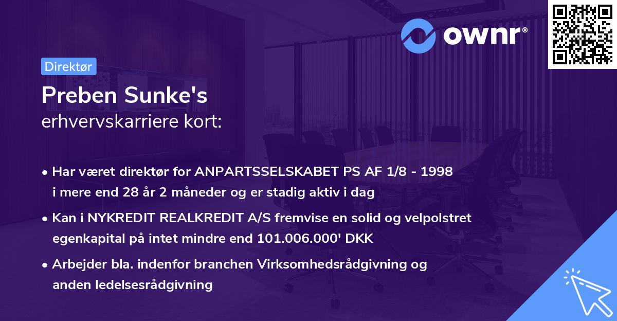 Preben Sunke's erhvervskarriere kort
