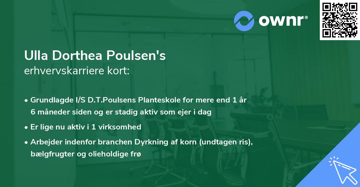 Ulla Dorthea Poulsen's erhvervskarriere kort