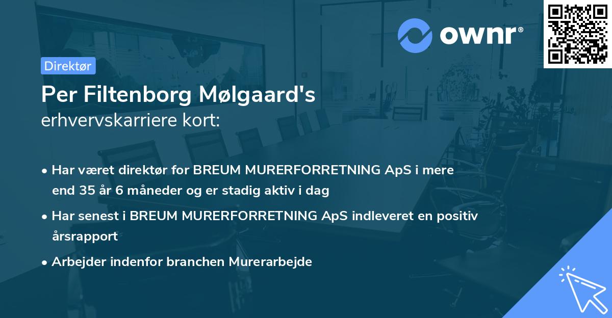 Per Filtenborg Mølgaard's erhvervskarriere kort