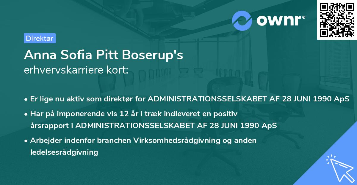 Anna Sofia Pitt Boserup's erhvervskarriere kort