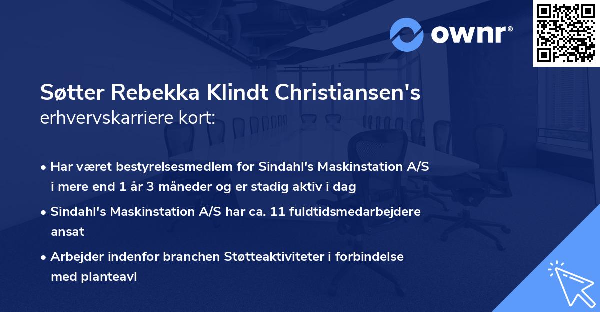 Søtter Rebekka Klindt Christiansen's erhvervskarriere kort