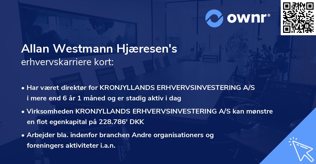 Allan Westmann Hjæresen's erhvervskarriere kort
