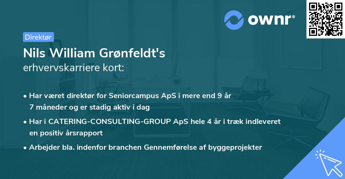 Nils William Grønfeldt's erhvervskarriere kort