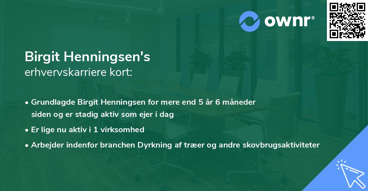 Birgit Henningsen's erhvervskarriere kort