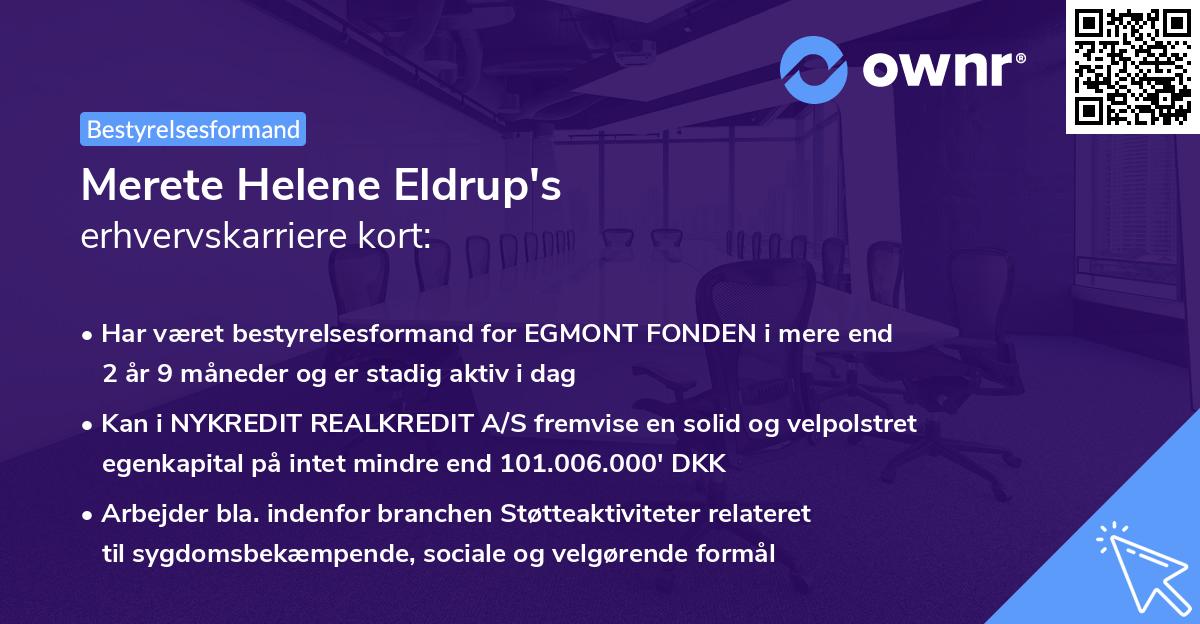 Merete Helene Eldrup's erhvervskarriere kort