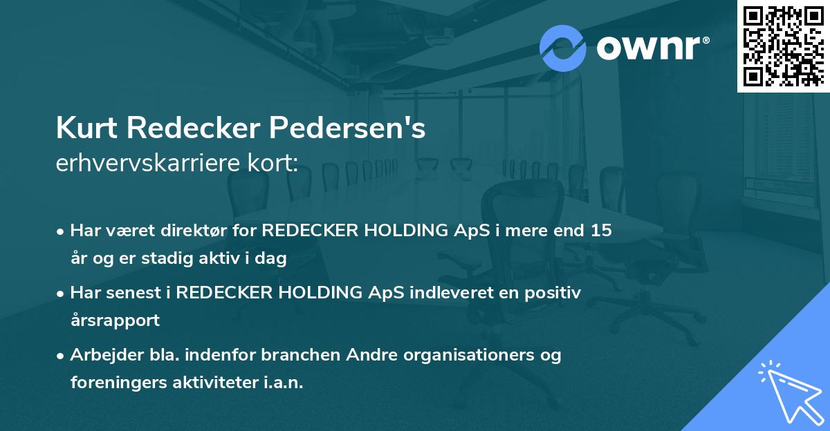 Kurt Redecker Pedersen's erhvervskarriere kort