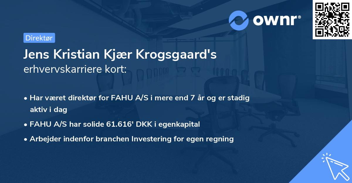 Jens Kristian Kjær Krogsgaard's erhvervskarriere kort