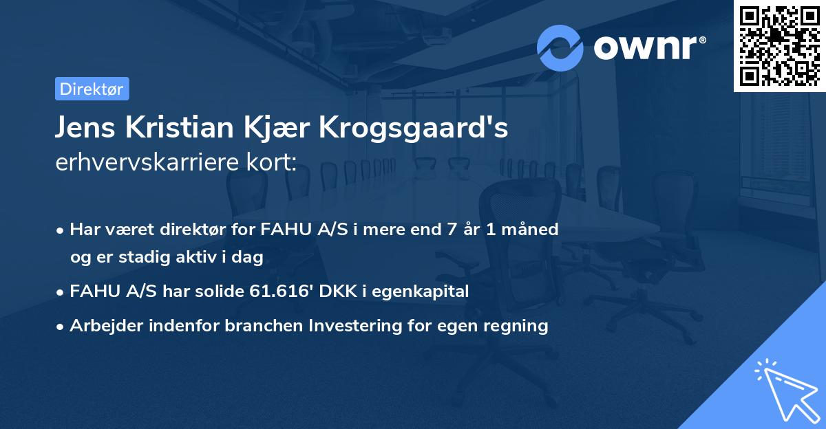 Jens Kristian Kjær Krogsgaard's erhvervskarriere kort
