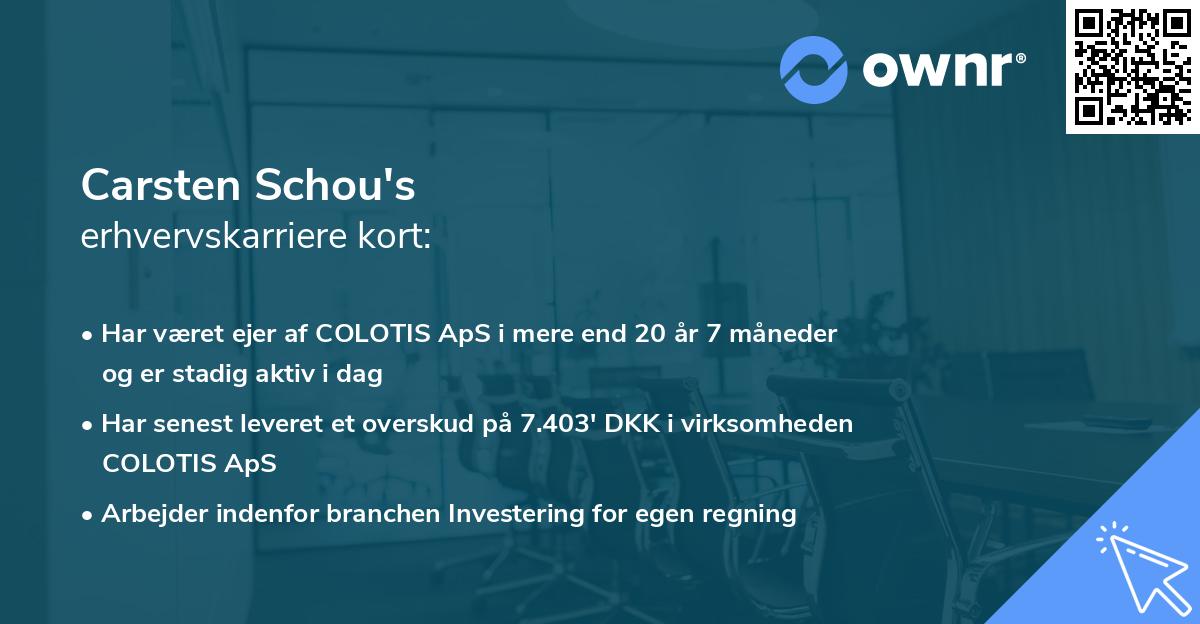 Carsten Schou's erhvervskarriere kort