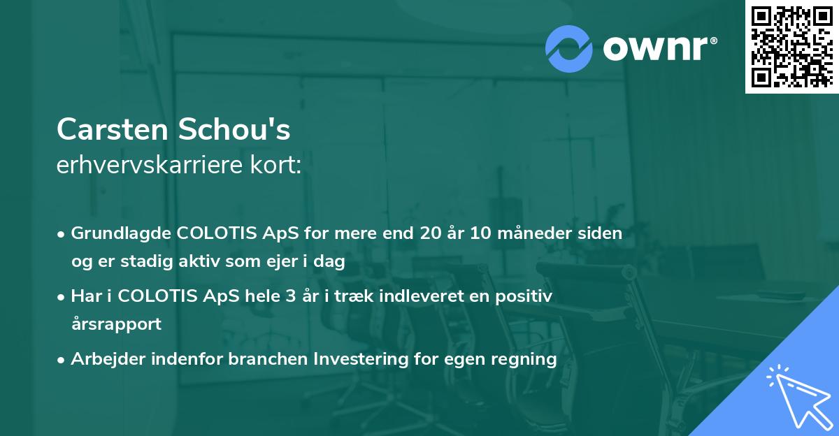 Carsten Schou's erhvervskarriere kort