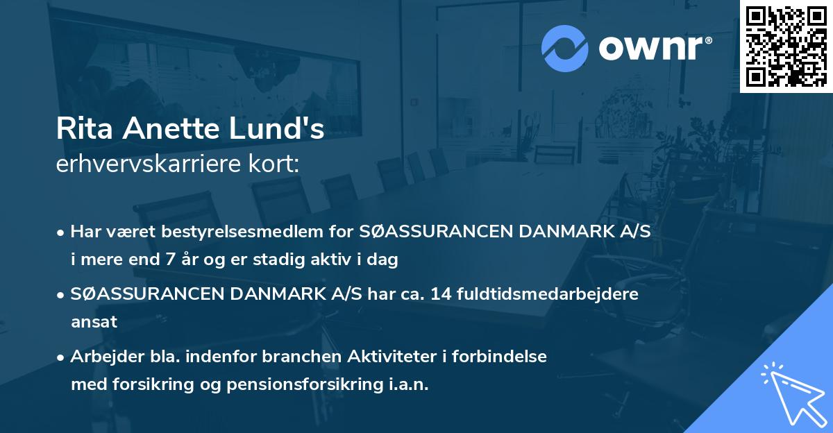 Rita Anette Lund's erhvervskarriere kort