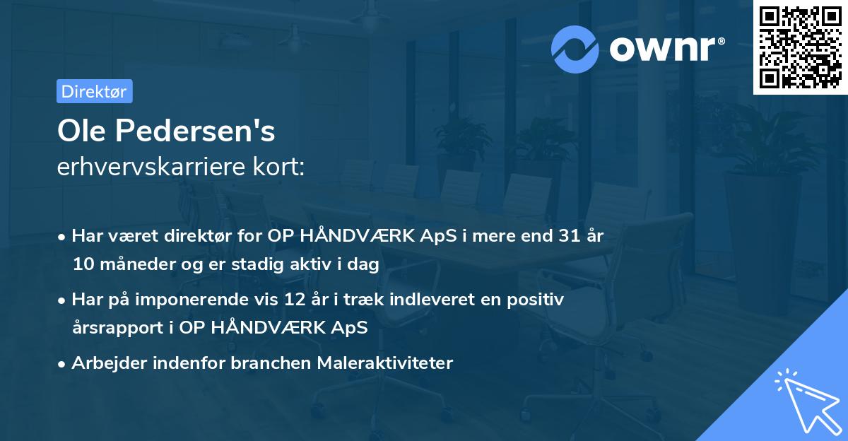 Ole Pedersen's erhvervskarriere kort