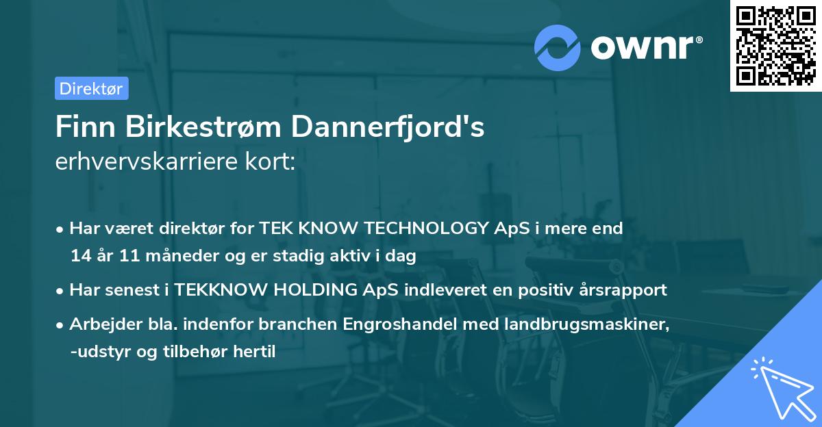Finn Birkestrøm Dannerfjord's erhvervskarriere kort