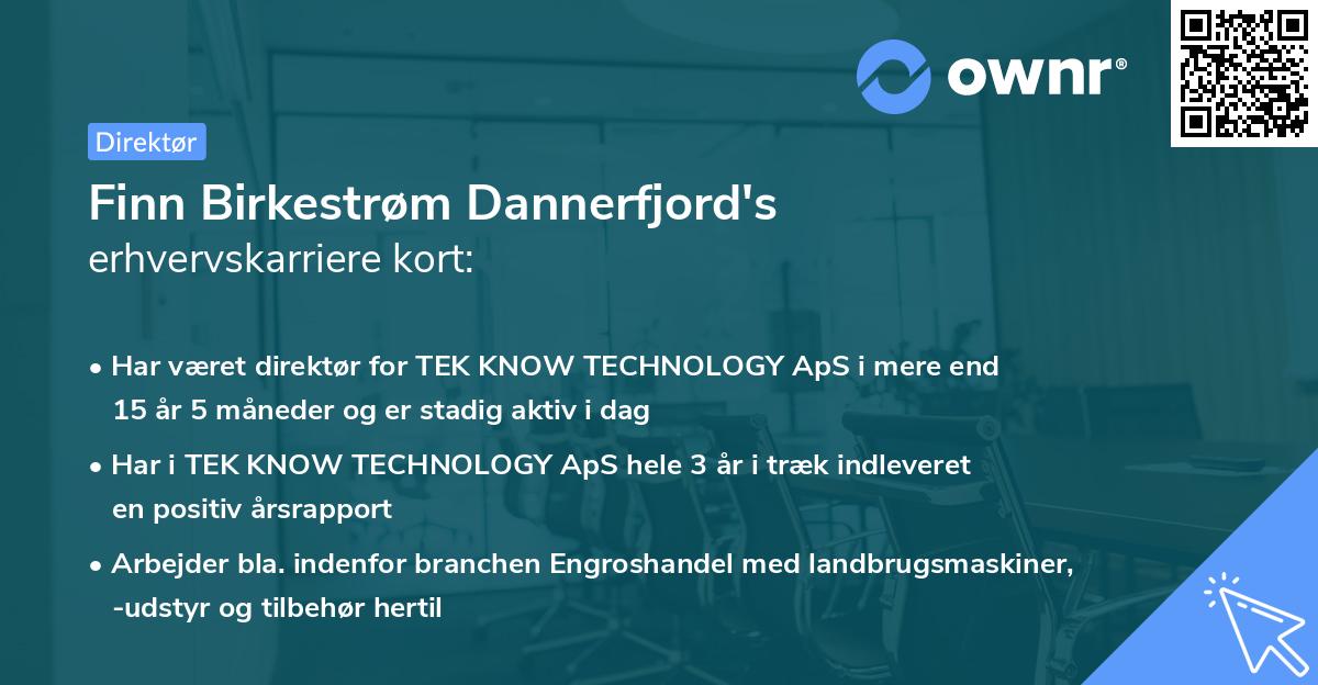 Finn Birkestrøm Dannerfjord's erhvervskarriere kort